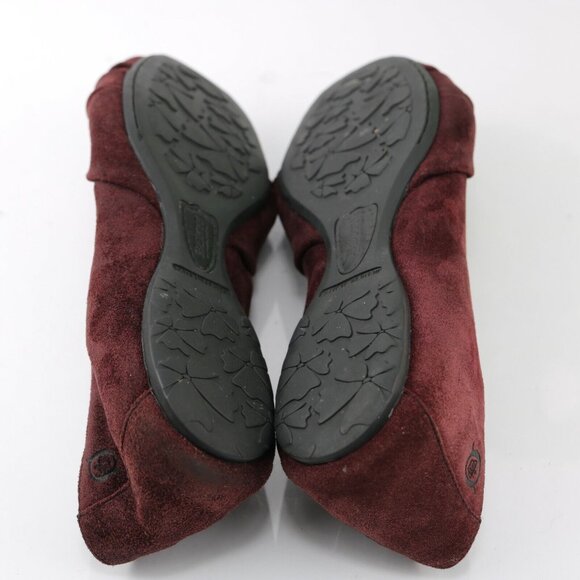 Born Womens Adele Ballet Flat Size 7.5 Burgundy Suede Knot Bow Slip On Shoe - Picture 9 of 12
